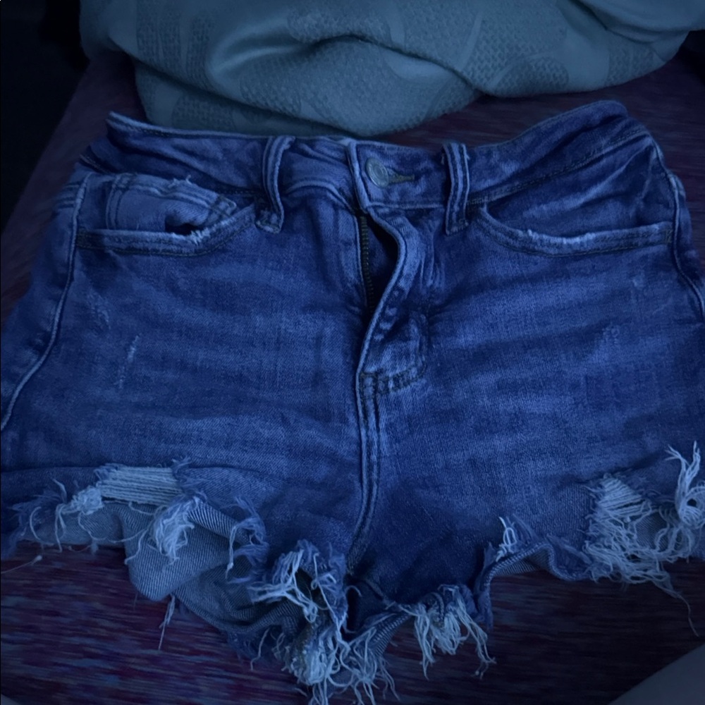 Distressed Blue Denim Shorts